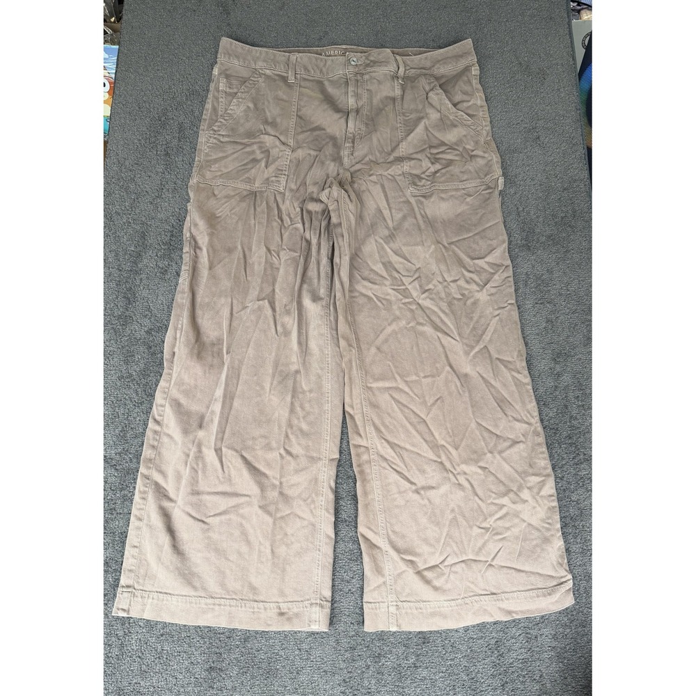 American Eagle Super High-Rise Baggy Wide Leg Khaki Pants Tan Size 20 Regular